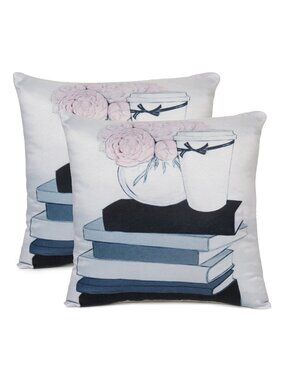 Oussum Modern Cushion Cover Books Printed Cotton Sofa Cushion Cover Set of 2